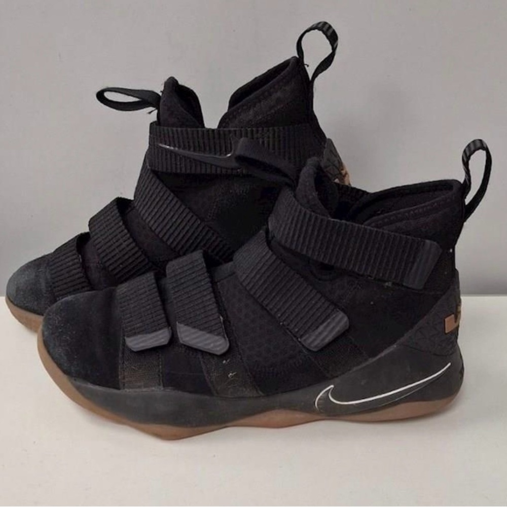 Nike LeBron Soldier 11 Black and Gum Athletic Shoes